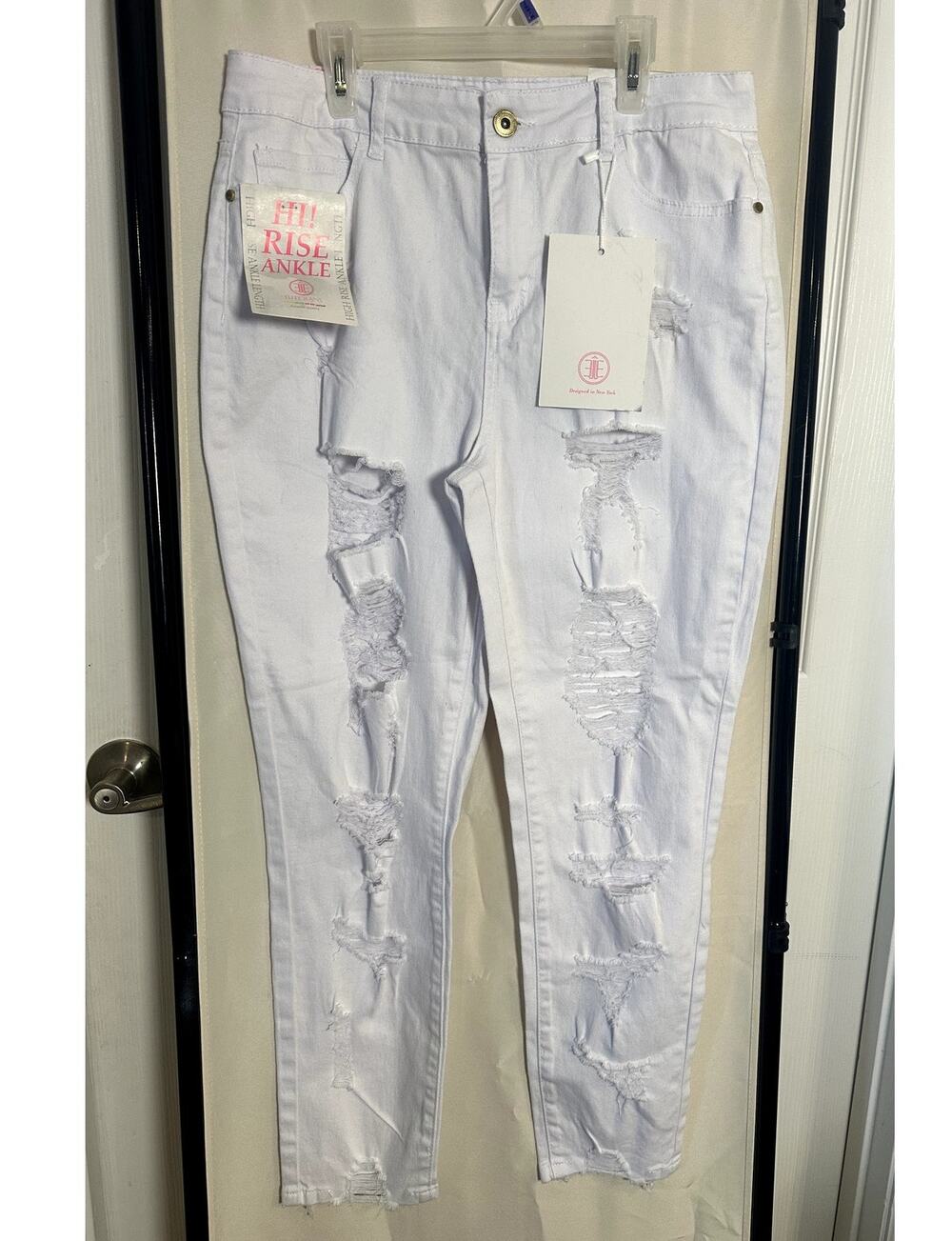 Elite NWT White High Rise Ankle Distressed Skinny Jeans Ripped